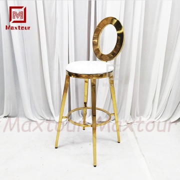Modern Luxury Gold Metal Bar Stool with Round Back for Kitchen and Living Room