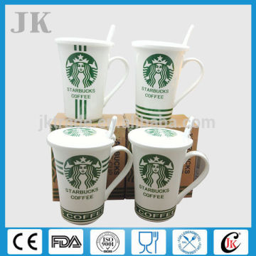 Wholesale white porcelain double wall starbucks mug