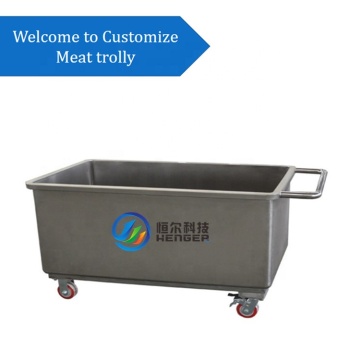 Stainless Steel Meat Trolley Bin Buggy for Workshop Material Transport (200/300L)