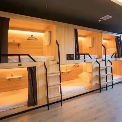 Modern Luxury Esports Capsule Hotel Bed - Double Sleep Box Cabin