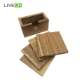Conjunto de posavasos de madera en blanco personalizado con soporte