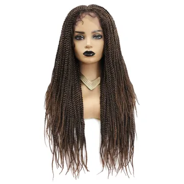 X-tress Ombre Straight Braids Wig For Women Synthetic Hair Wig With Small Senegalese Twist Lace Front Braids Wigs With Baby Hair