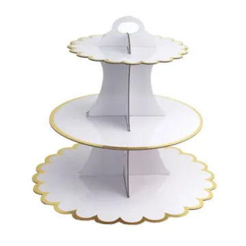 Golden Edge 3-Tier Cardboard Cupcake Stand for Cake and Dessert Display