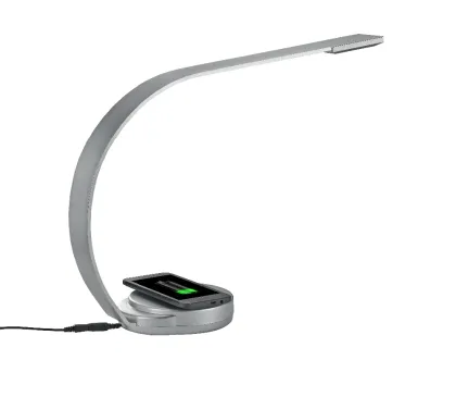 2016 Novel indoor lighting Aluminum+ABS material wireless charging LED desk lamp with USB port