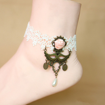 Wedding Bridal White Lace Anklet Crochet Beach Foot Jewelry