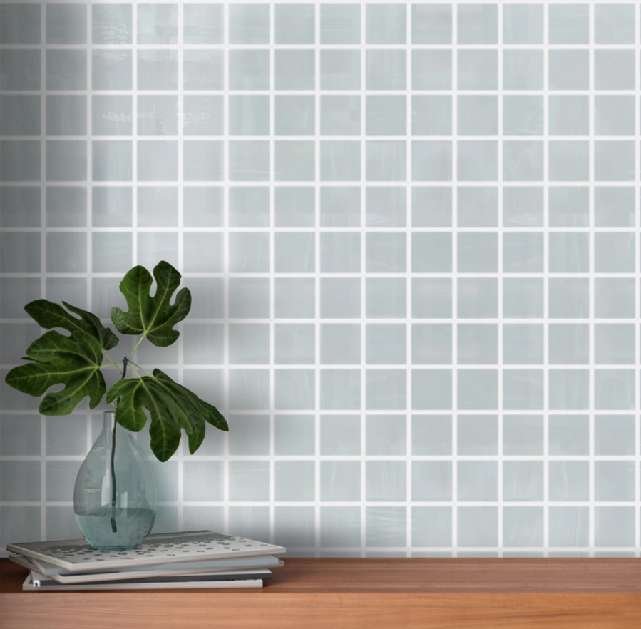 Porcelain white square glass mosaic