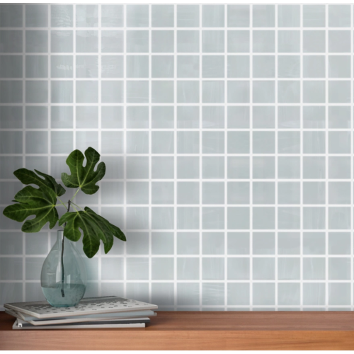 Porcelain white square glass mosaic