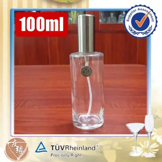 Fancy cylinder 100ml high white glass material perfume refill bottle