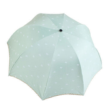 3 Folded Umbrellas, OEM Design/Plastic Handle/8 Panels/Polyester/Azo-free/Metal Stand/Manual Opening