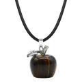 Handmade Craved 20MM Tiger Eye Apple Pendant Necklace