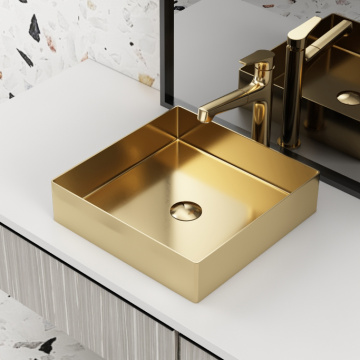 Fregadero de baño dorado fregadero rectangular del vaso sobre el mostrador