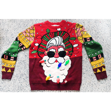 Vibrant Whimsical Christmas Tree Sweater with Pom-Pom Decorations for Holiday Parties