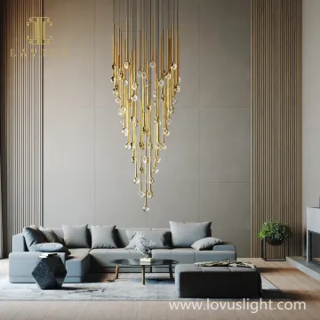 2022 K9 golden yellow high luxury hotel chandelier noble atmosphere chandelier villa living room chandelier