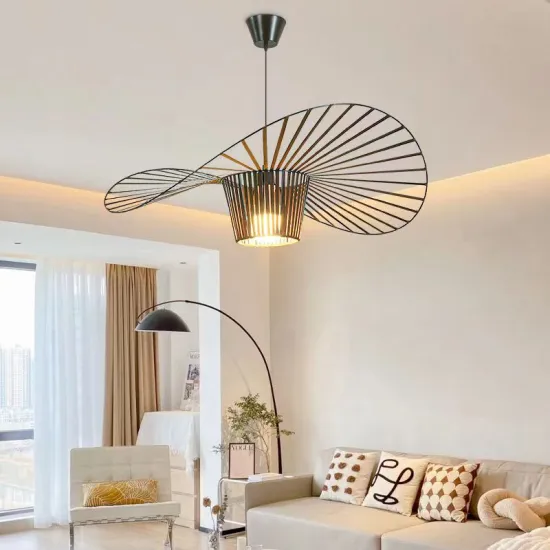 60cm Industrial Style Vintage Black Iron Pendant Light for Restaurant Lamp