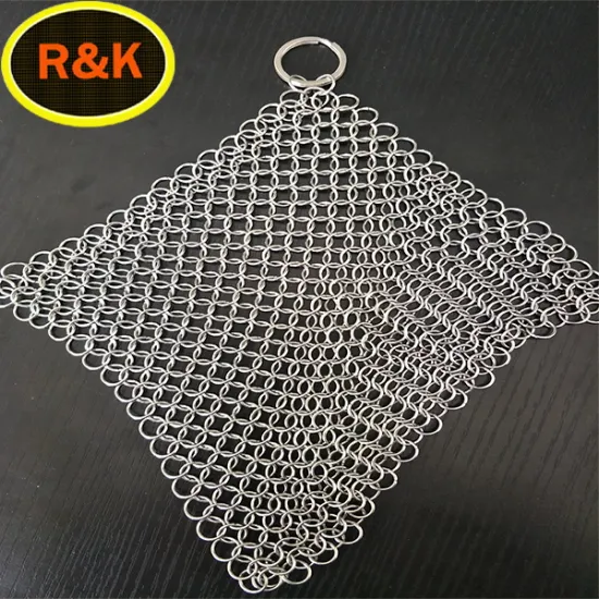 Stainless steel woven mesh chainmail srubber