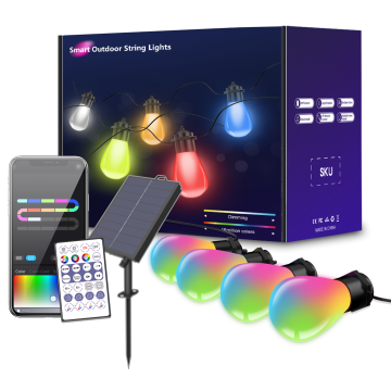65ft Solar-Powered RGB Fairy Lights with Remote & APP Control
