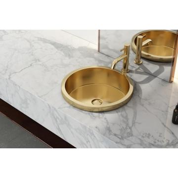 Handmade Gold Round Bathroom Laundry Sink