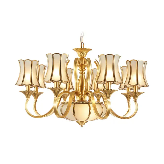Luxury American Style Copper Light Chandelier Antique Brass Pendant for Living Room