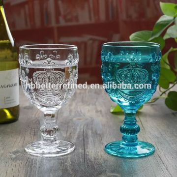 Piala Gelas Wain Buatan Tangan Mahkota Timbul