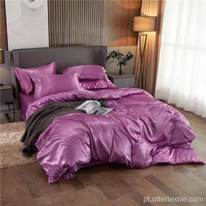 Conjunto de roupa de cama com capa de edredom de cetim de seda