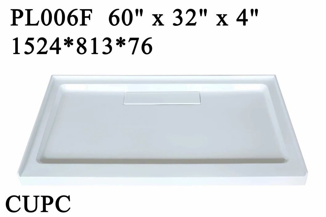 Sally Shower Base 60X32X4 Inch Cupc ABS White Rectangle Single Threshold Hidden Drain Lid Cover Acrylic Shower Tray