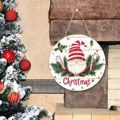 Retro Santa Claus Christmas Wreath Print Home Decor