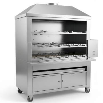 Stainless Brazilian Charcoal Rotisserie BBQ Grill