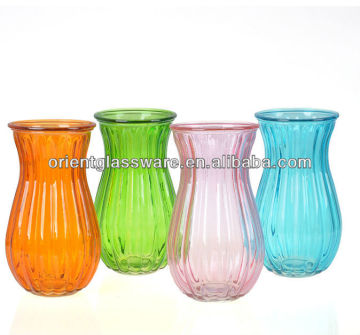 Durable colored vertical stripes glass vase