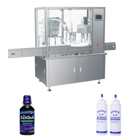 Full-Automatic Liquid Filling, Sealing, and Capping Machine for Shampoo, Cream, and Other Reagents in Glass Bottles