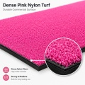 Estera de golf comercial rosa, estera de práctica de absorción de impactos de 35mm de espesor con Base antideslizante NBR para el hogar y el simulador