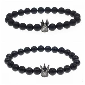 Pulsera elástica de corona de ónix negro mate