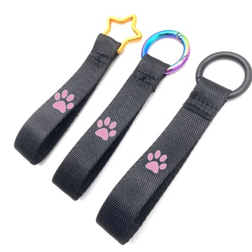 Custom Leather Patch Black Short Lanyard Wristlet Keychain
