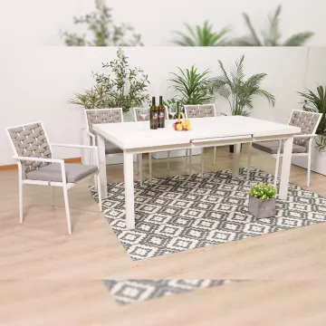 Extendable Aluminum Dining Table and Garden Chairs Set for Outdoor Commercial Use