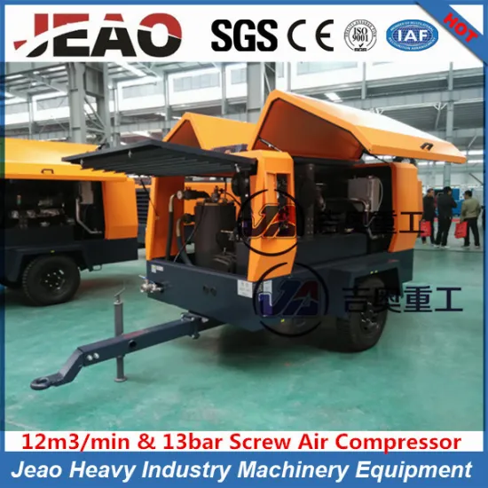 (12M3/MIN & 13 BAR) South Africa Like Small Diesel Portable Silent Screw Air Compressor for Jack Hammer