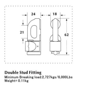 Double Stud Fitting With Oval Ring Breaking Force 2727 Kg