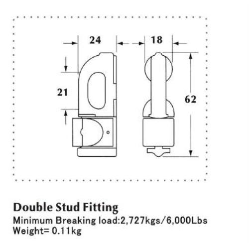 Double Stud Fitting With Oval Ring Breaking Force 2727 Kg