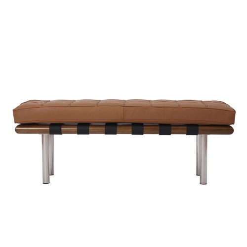 Classic Indoor Barcelona Bench in Brown Leather