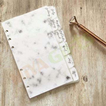Customizable Laminated Marble Paper Monthly Dividers for Planners