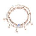 Summer multi layer women's Beaded star moon Anklet Adjustable for Women Girls