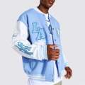 Hombres Varsity Jacket Fashion Blue