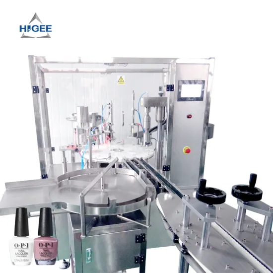Higee Nail Polish Bottle Filling Cap Pressing Machine with Cap Vibratory Feeder for Gel Liquid Bottling