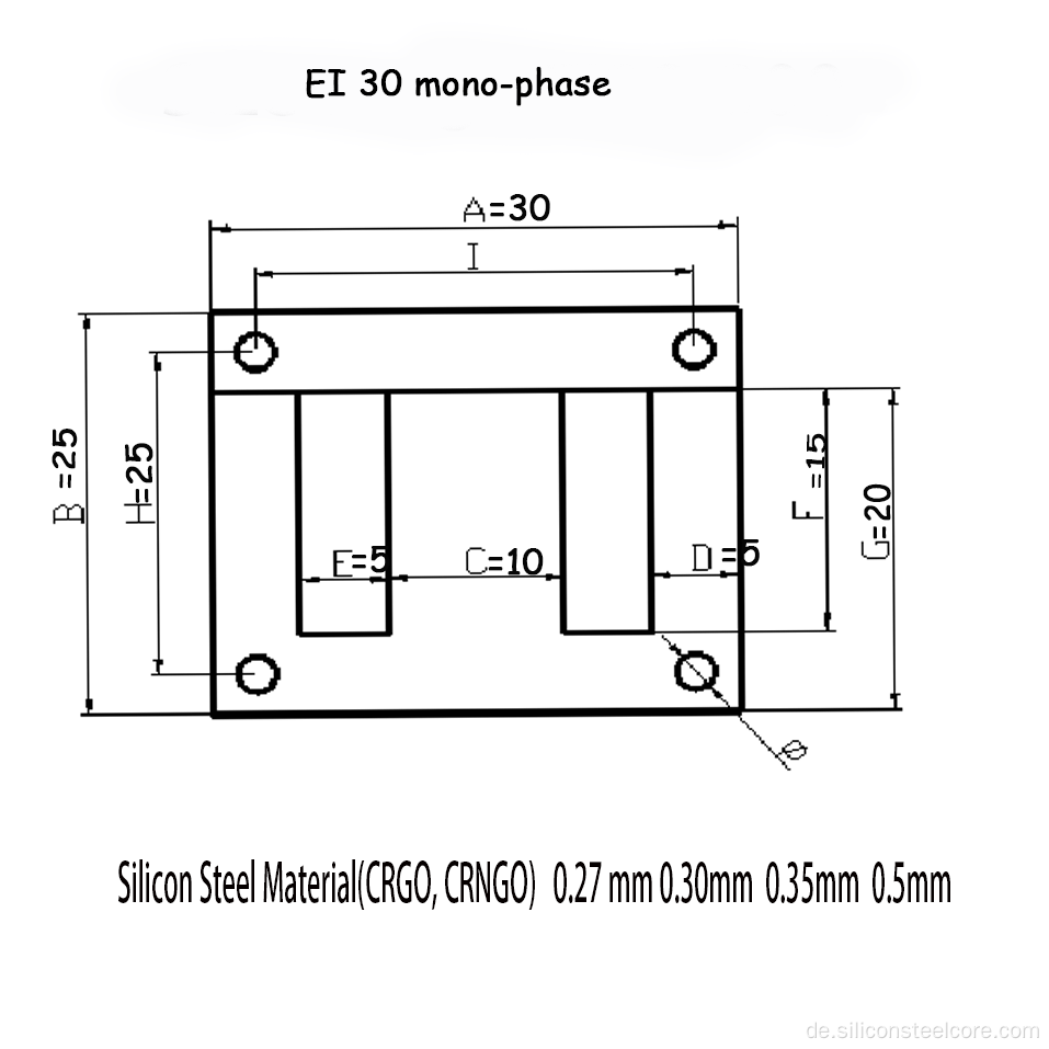 Transformatorlaminierung/Schnittkern aus Silizium elektrischer Stahlqualität 470