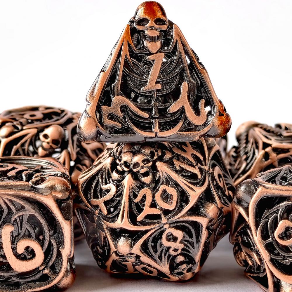 Ancient Copper 3d Skull Hollow Metal Dice