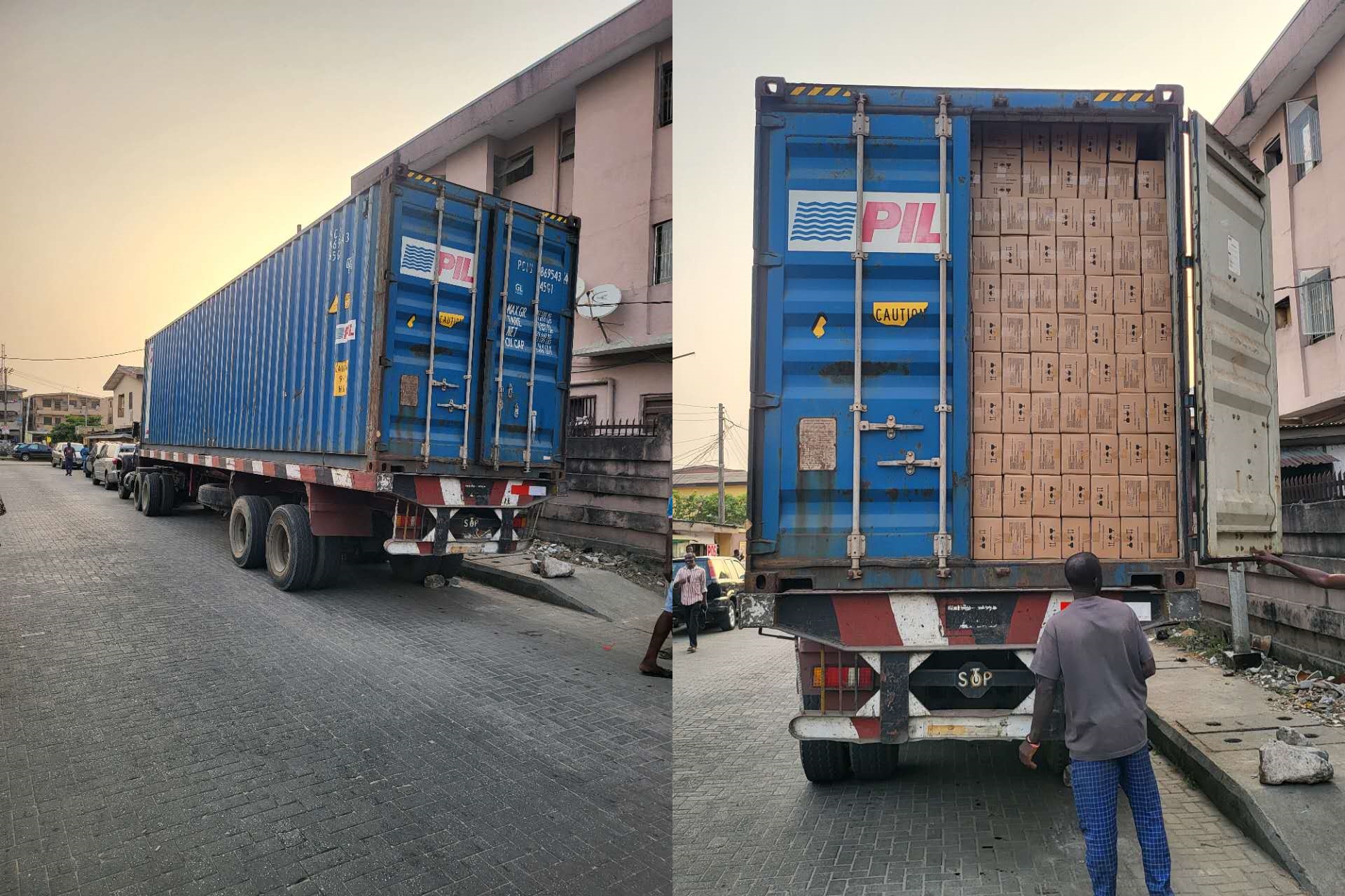 Soda Cracker container arrived to Africa