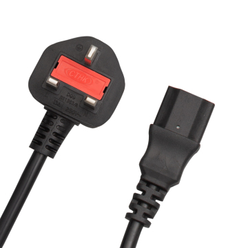 Power Cord with UK 3-Wire Type G Plug, IEC 60320 C14 Connector, and Mains Power Cable for Electrical Appliances