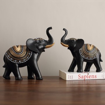 Home Elephant Resin Craft Ornament for Pastoral Living Room Decor