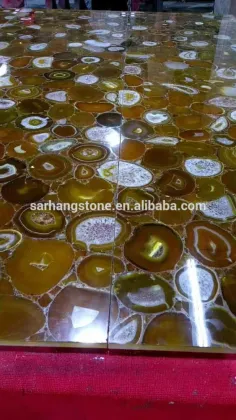 Yellow Agate Backlit Semiprecious Stone