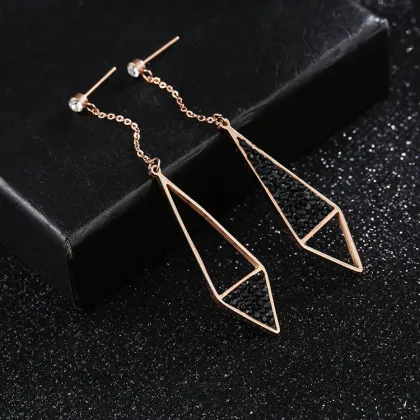 Long Black Swarovski Crystal Drop Earrings