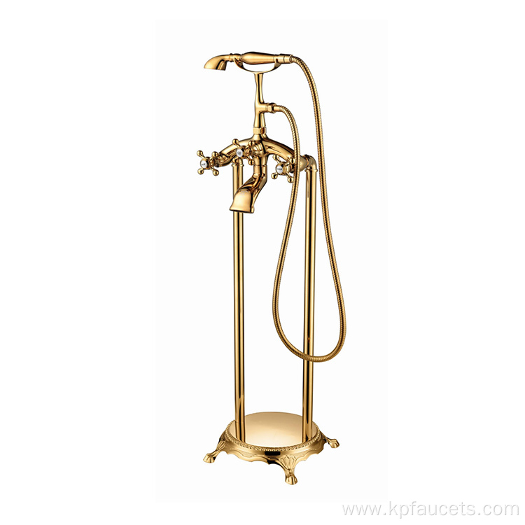 Rose Gold Handle Telephone Bathtub Shower Faucets