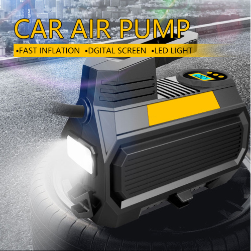એલઇડી લાઇટ ટાયર ઇન્ફ્લેટર એર કોમ્પ્રેસર સાથે ડિજિટલ પ્રેશર ગેજ પમ્પવાળા કાર ટાયર માટે પોર્ટેબલ